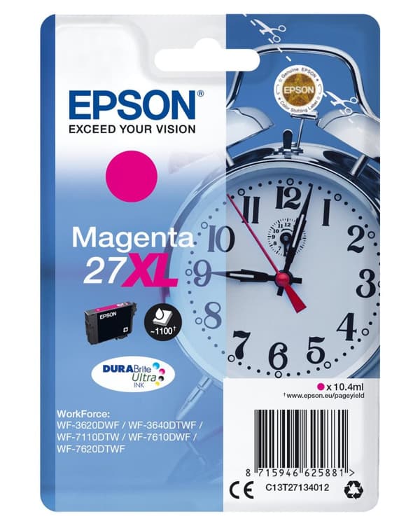 Epson 27XL - 10,4 ml - XL - magenta - original - bläckpatron - för WorkForce WF-3620, WF-3640, WF-7110, WF-7210, WF-7610, WF-7620, WF-7710, WF-7715, W