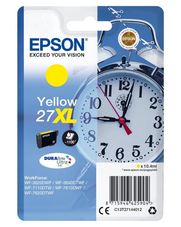 Epson 27XL - Bläckpatron - storlek XL - 1 x gul - 1100 sidor - blisterförpackning (C13T27144010)