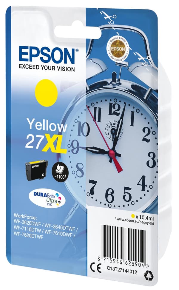 Epson 27XL - 10,4 ml - storlek XL - gul - original - bläckpatron - för WorkForce WF-3620DWF, WF-3640DTWF, WF-7110DTW, WF-7610DWF, WF-7620DTWF (C13T271