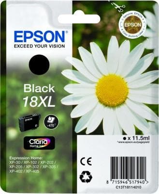 Epson 18XL - svart - original - bläckpatron - för Expression Home XP-212, 215, 225, 312, 315, 322, 325, 412, 415, 422, 425 (C13T18114010)