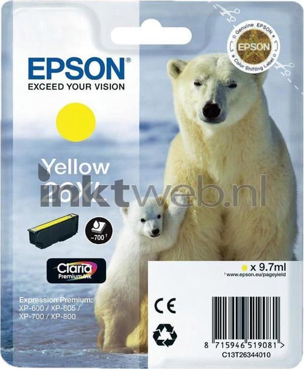 Epson 26XL (T2634) - Bläckpatron / Gul