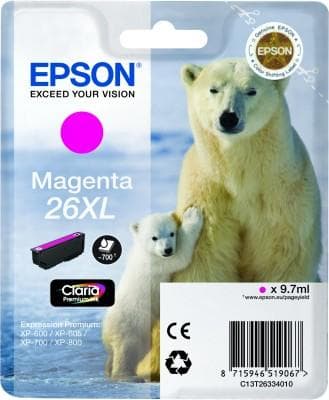 Epson 26XL - XL størrelse - magenta - original - blækpatron - til Expression Photo XP-760, Expression Premium XP-510, 520, 615, 620, 625, 710, 720, 81