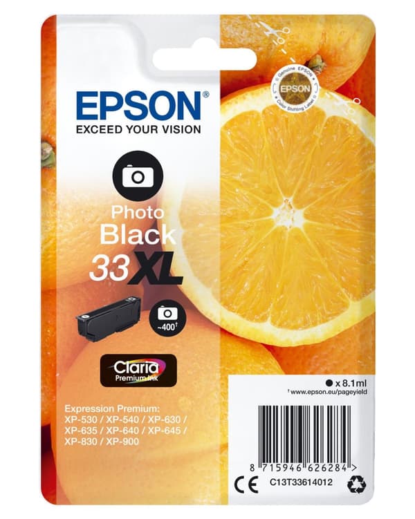Epson 33XL bläckpatron svart - Claria Premium XP350/630/635/830 (C13T33614012)