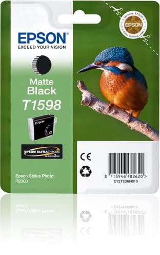 Epson T1598 - mat sort - original - blisteremballage - blækpatron - til Stylus Photo R2000 (C13T15984010)