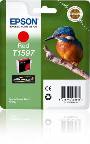 Epson T1597 - 17 ml - röd - original - blisterförpackning - bläckpatron - för Stylus Photo R2000