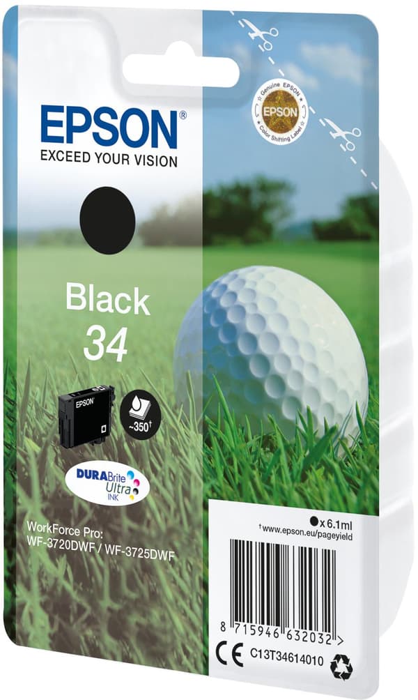 Epson 34 - 6,1 ml - svart - original - bläckpatron (C13T34614010)