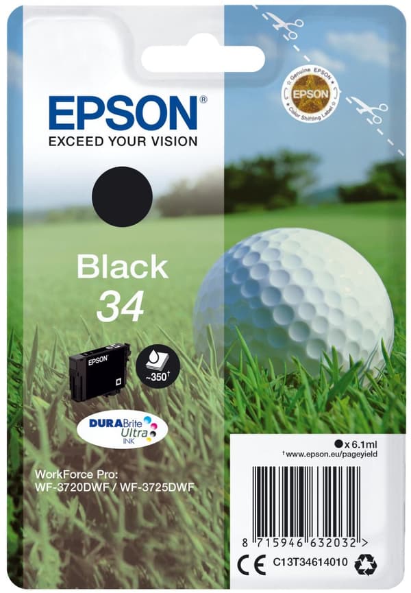 Epson 34 - 6,1 ml - svart - original - bläckpatron (C13T34614010)