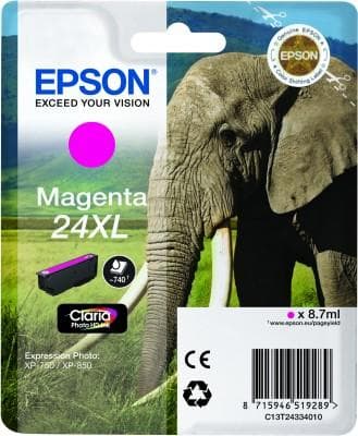 24XL blækpatron magenta høj kapacitet 8,7 ml 740 sider 1-pak blister uden alarm