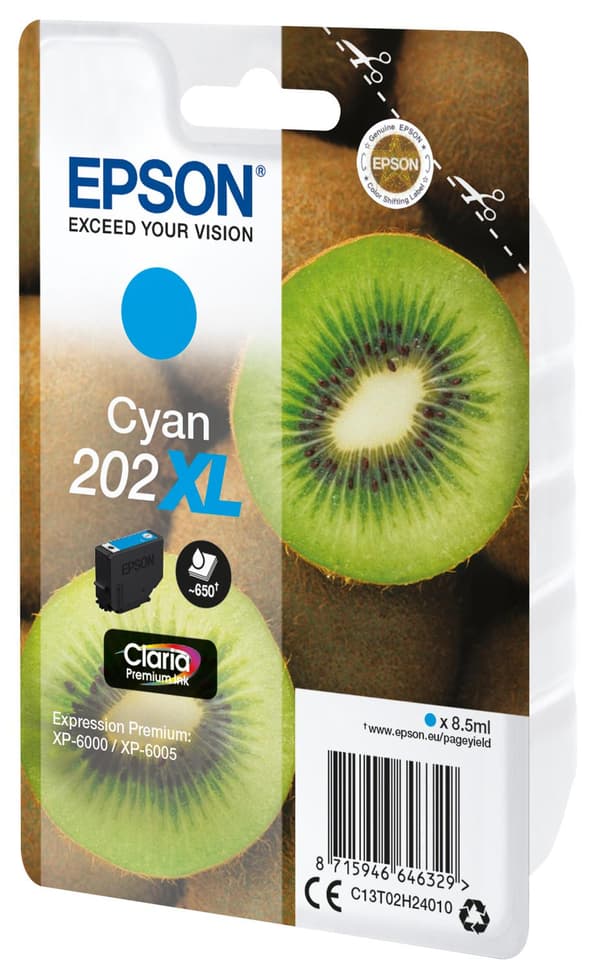 Epson 202XL - 8,5 ml - hög kapacitet - cyan - original - blister - bläckpatron - för Expression Premium XP-6000, XP-6005, XP-6100, XP-6105