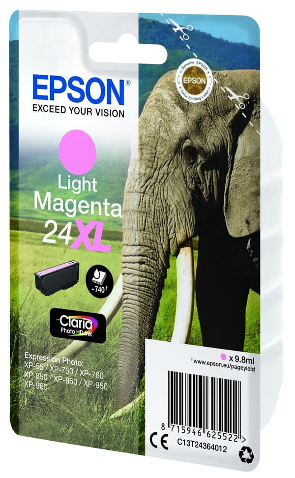 EPSON 24XL blækpatron lys magenta høj kapacitet 9,8 ml 740 sider 1-pak RF-AM blisterpakning