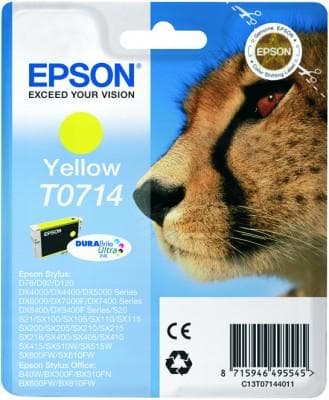 Epson T0714 - gul - original - blækpatron - til Stylus DX9400, SX115, SX210, SX215, SX218, SX415, SX515, SX610, Stylus Office BX310, BX610