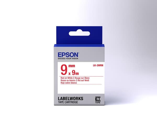 Epson LabelWorks LK-3WRN - etiketttejp - röd på vitt - rulle (0,9 cm x 9 m) 1 rulle(r) - för LabelWorks LW-1000, LW-300, LW-400, LW-600, LW-700, LW -9