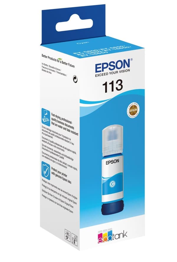 Epson EcoTank 113 - 70 ml - cyan - original - refill bläck - för EcoTank Pro ET-16600, ET-16650, ET-5800, ET-5850
