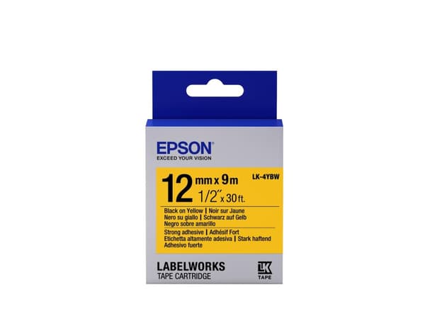 Epson LabelWorks LK-4YBW - Etiketttejp - svart på gult - rulle (1,2 cm x 9 m) 1 rulle(r) - för LabelWorks LW-1000P, LW-300L, LW-400, LW-400L, LW-400VP