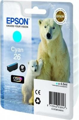 Epson 26 - cyan - original - bläckpatron - för Expression Photo XP-760, Expression Premium XP-510, 520, 615, 620, 625, 710, 720, 810, 820 (C13T2612401