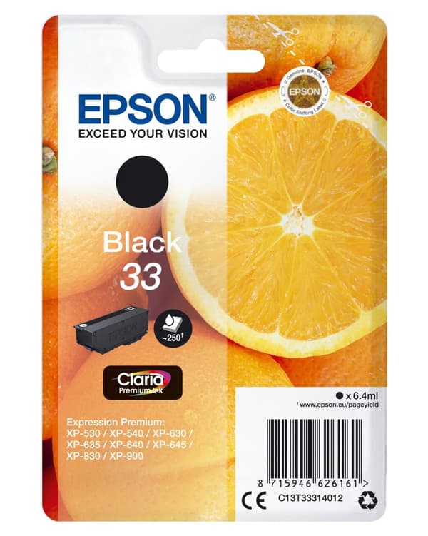 Epson 33 - Sort - Blækpatron (C13T33314012)