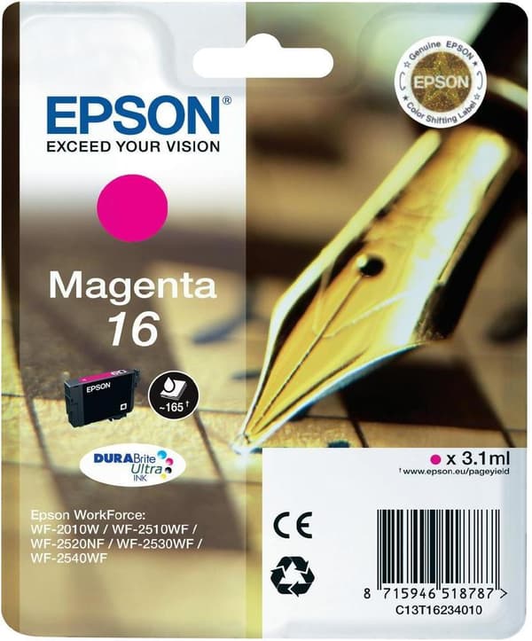 Epson 16 - magenta - original - blækpatron - til WorkForce WF-2010, WF-2510, WF-2520, WF-2530, WF-2540, WF-2630, WF-2650, WF-2660 (C13T1623401)