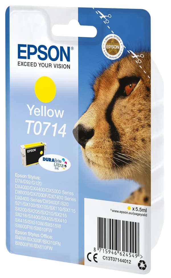 Epson T0714 - Gul - Bläckpatron (C13T07144012)