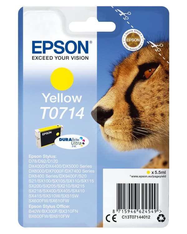 Epson T0714 - Gul - Bläckpatron (C13T07144012)