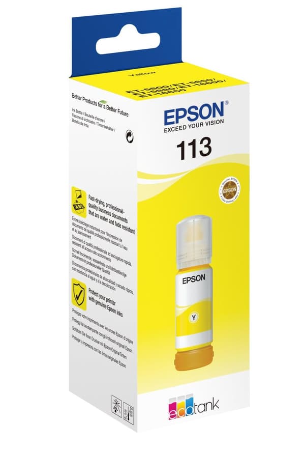 Epson EcoTank 113 - 70 ml - gul - original - refill blæk - til EcoTank Pro ET-16600, ET-16650, ET-5800, ET-5850