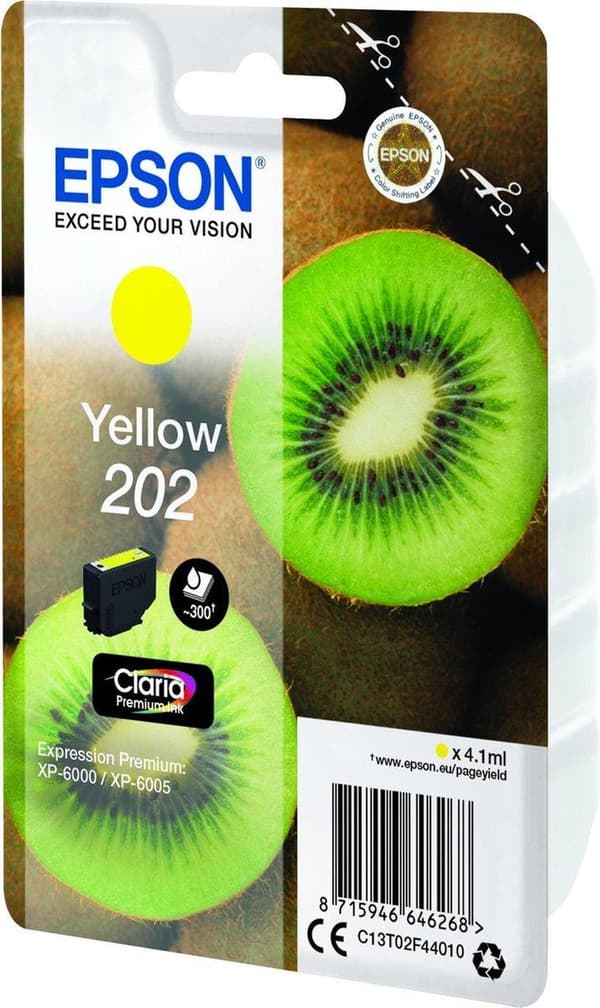 Epson 202 - 4,1 ml - gul - original - blækpatron - til Expression Premium XP-6000, XP-6005, XP-6100, XP-6105