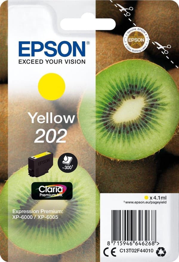 Epson 202 - 4,1 ml - gul - original - blækpatron - til Expression Premium XP-6000, XP-6005, XP-6100, XP-6105
