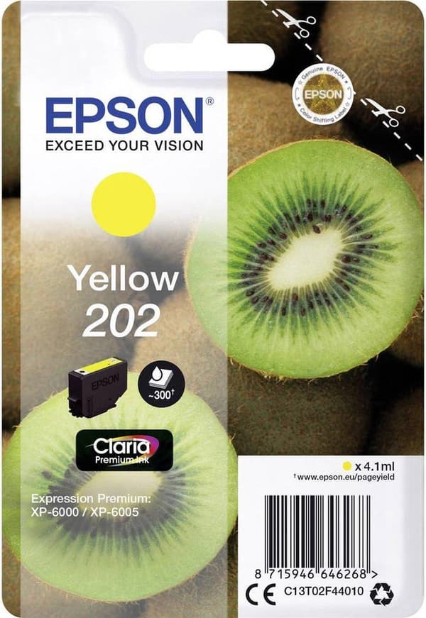 Epson 202 - 4,1 ml - gul - original - blækpatron - til Expression Premium XP-6000, XP-6005, XP-6100, XP-6105