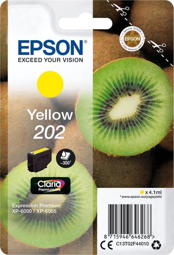 Epson 202 - 4,1 ml - gul - original - bläckpatron - för Expression Premium XP-6000, XP-6005, XP-6100, XP-6105