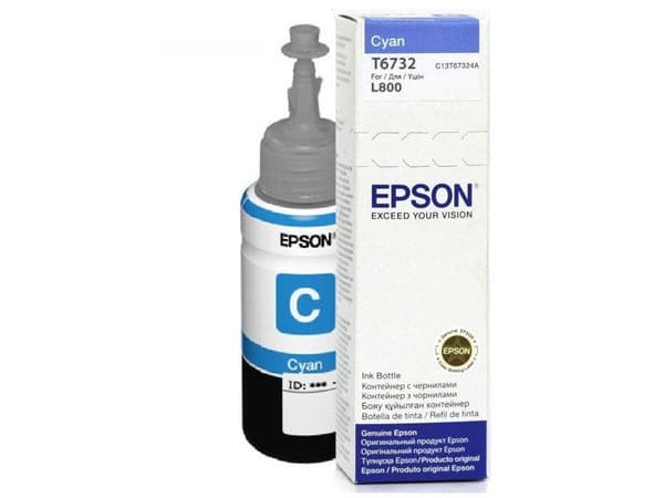 Epson T6732 - 70 ml - cyan - original - blæk refill - til Epson L1800, L800, L805, L810, L850 - Patronstørrelse: Standardstørrelse
