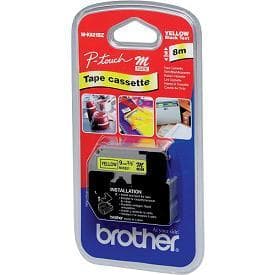 Brother MK621 - Sort på Gul - Rulle (0,9 cm x 8 m) 1 stk. Printerbånd - til P-Touch PT-65, PT-BB4