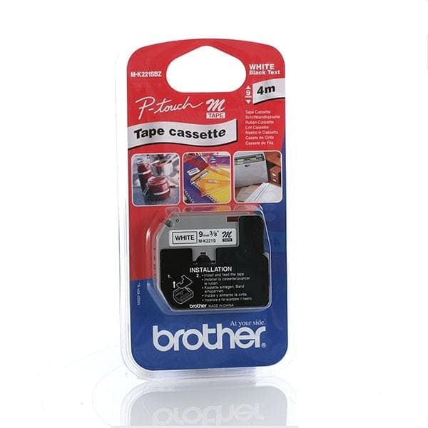 Brother M K221S - Printerbånd - Sort på hvidt - Rulle (0,9 cm x 4 m) (MK221SBZ)