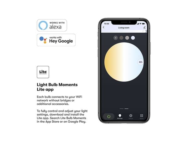 Lite Bulb Moments A60 2700-6500K E27 6W Klar glas filament Hvid atmosfære