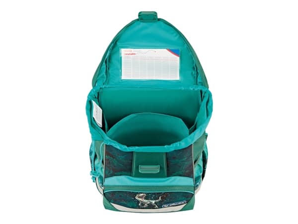 Herlitz UltraLight Plus Green Rex, Pencil pouch, Sport bag, Pennfack, Skolväska, Pojke, Grundskola, Ryggsäck, 15 l, Framficka, Sidoficka