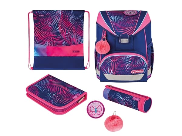 Herlitz UltraLight Plus Tropical Chill, Pennfack, Pencil pouch, Skolväska, Sport bag, Flicka, Grundskola, Ryggsäck, 15 l, Framficka, Sidoficka