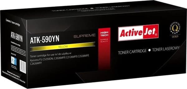 Activejet ATK-590YN väriaine Kyocera-tulostimelle; Kyocera TK-590Y korvaava; Ylin; 5000 sivua; keltainen