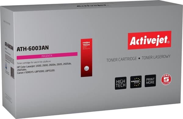Activejet ATH-6003AN väriaine HP-tulostimelle; HP 124A Q6003A, Canon CRG-707M vaihto; Premium; 2000 sivua; magenta