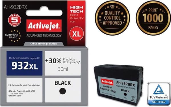 Activejet AH-932BRX blæk (erstatning for HP 932XL CN053AE; Premium; 30 ml; sort)