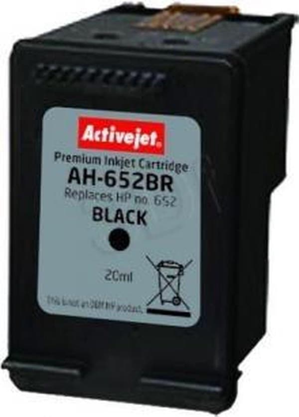 Activejet AH-652BR -muste HP-tulostimeen; HP 652 F6V25AE -vaihtokasetti; Premium; 20 ml; musta