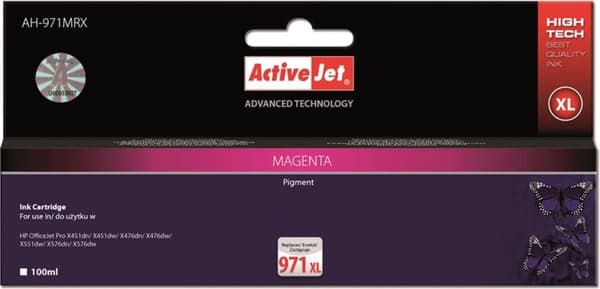 Activejet AH-971MRX blæk til HP-printer; HP 971XL CN627AE udskiftning; Premium; 100 ml; magenta