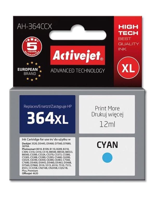 Activejet AH-364CCX HP-skrivarbläck, kompatibel med HP 364XL CB323EE; Premie; 12 ml; blå.