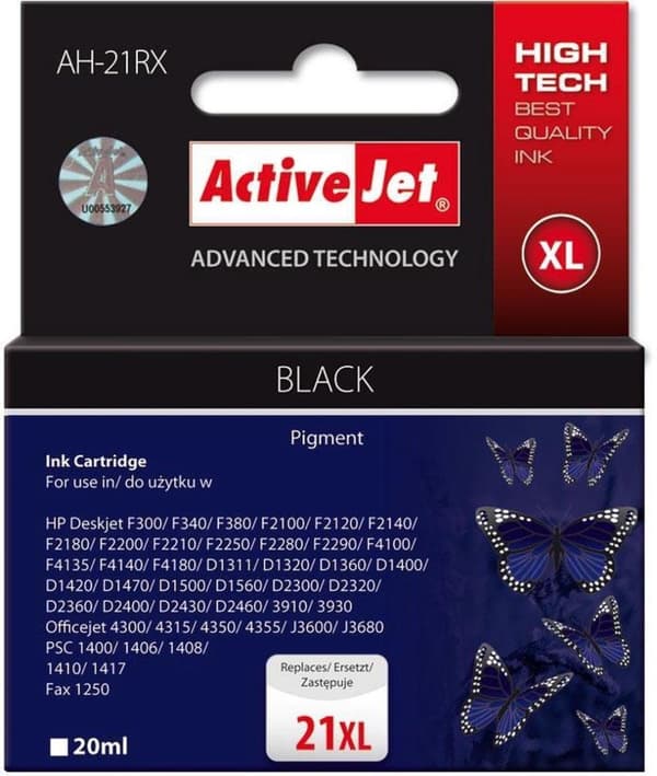Activejet AH-21RX-blæk (erstatning for HP 21XL C9351A; Premium; 20 ml; sort)