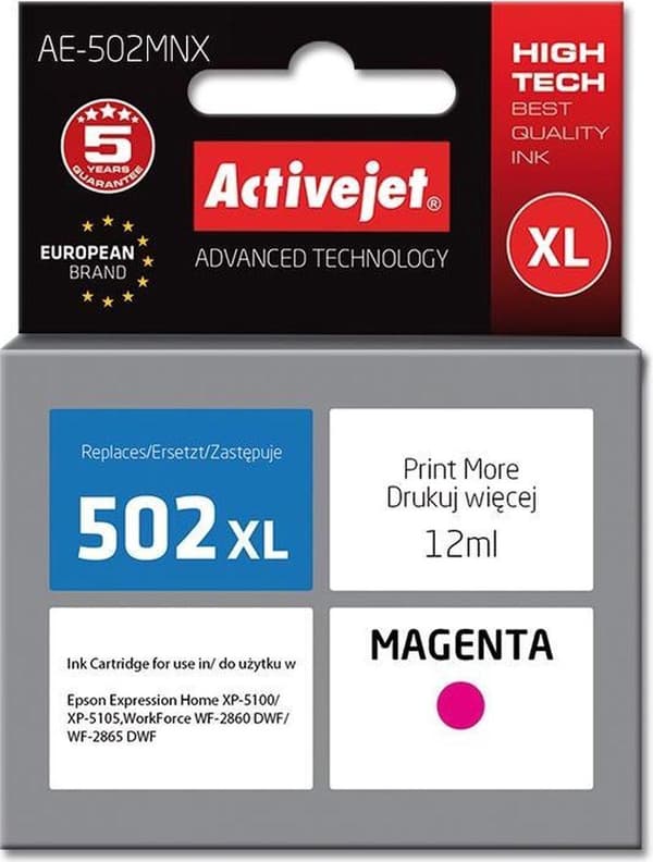 Activejet AE-502MNX muste (korvaa mallille Epson 502XL W34010; Supreme; 12 ml; magenta)