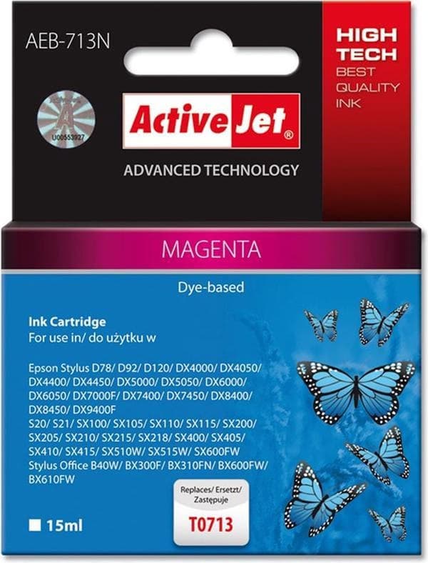 Activejet AEB-713N blæk (erstatning for Epson T0713, T0893; Supreme; 15 ml; magenta)