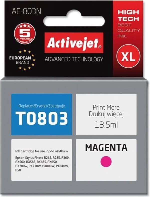 Activejet AE-803N -muste (Epson T0803 -musteen korvaus; Supreme; 13,5 ml; magenta)