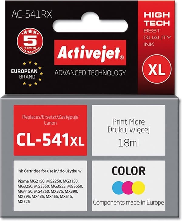 Activejet AC-541RX -muste (Canon CL-541XL -musteen korvaaja; Premium; 18 ml; väri)