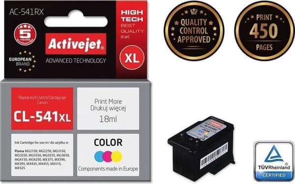 Activejet AC-541RX -muste (Canon CL-541XL -musteen korvaaja; Premium; 18 ml; väri)