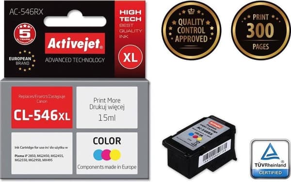 Activejet AC-546RX bläck för Canon-skrivare; Canon CL-546 XL ersättning; Premie; 15 ml; Färg