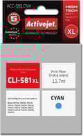 Miniatyrbillede 4 af 4: Activejet ACC-581CNX blækpatron (erstatning for Canon CLI-581XLC; Supreme; 11,70 ml; cyan)