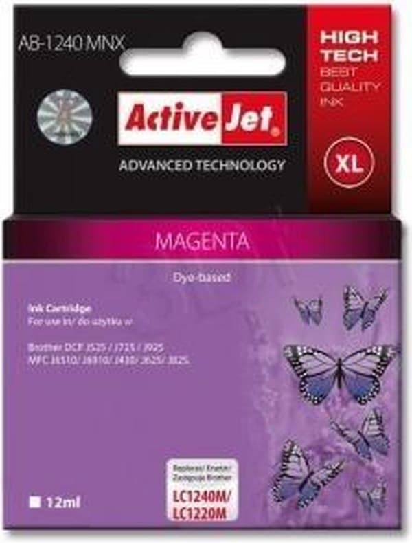 Activejet AB-1240MNX-bläck (ersättning för Brother LC1240M/1220M; Supreme; 12 ml; magenta)