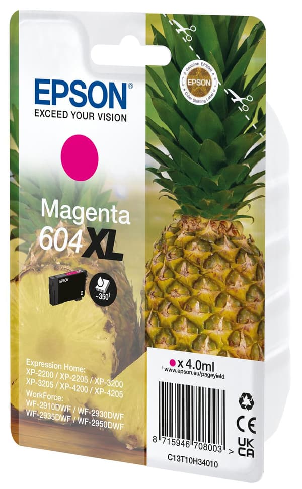Epson 604XL enkelpack - 4 ml - XL - magenta - original - blister med RF / akustisk larmsignal - bläckpatron (C13T10H34020)